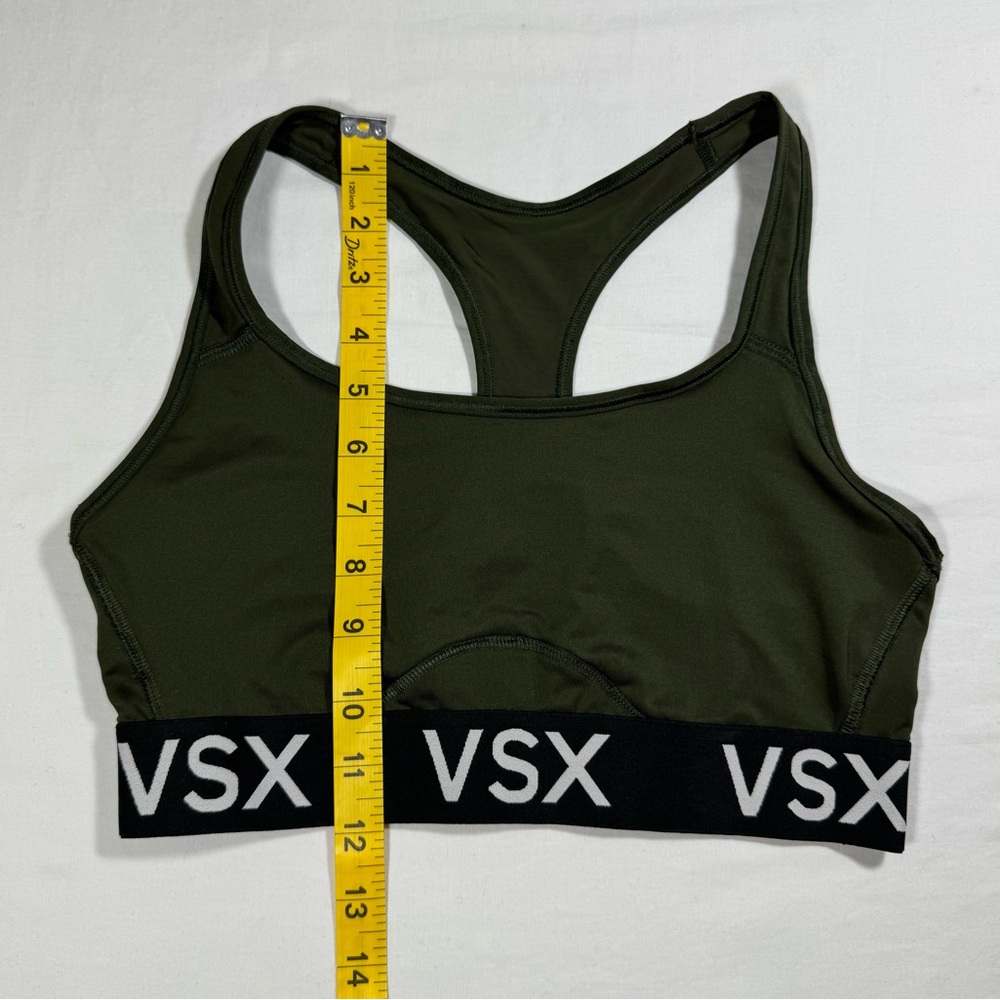Victoria's Secret VSX Sport Racerback Sports Bra Olive Green Logo Band Medium - Picture 6 of 8